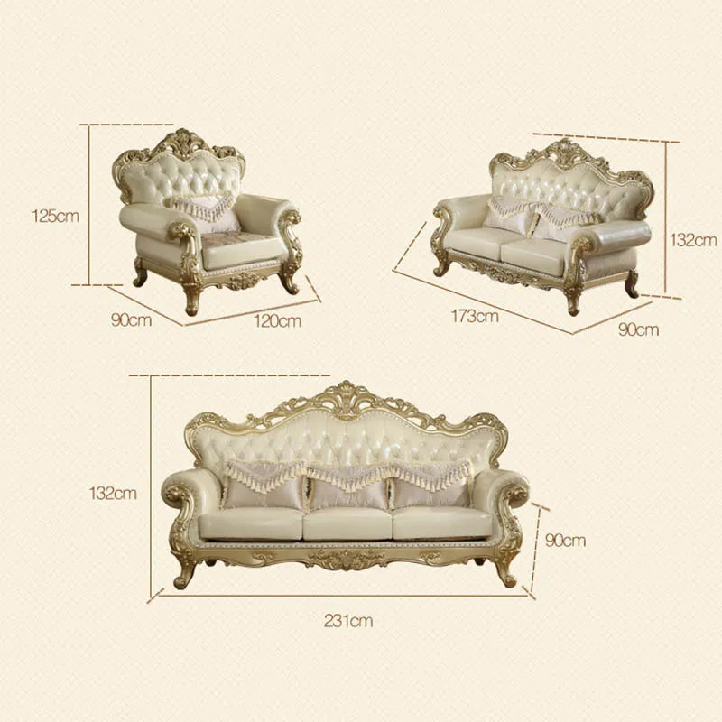 Customized European Leather Sofa – Luxury Villa Furniture in First Layer Cowhide, 123 Modular Design