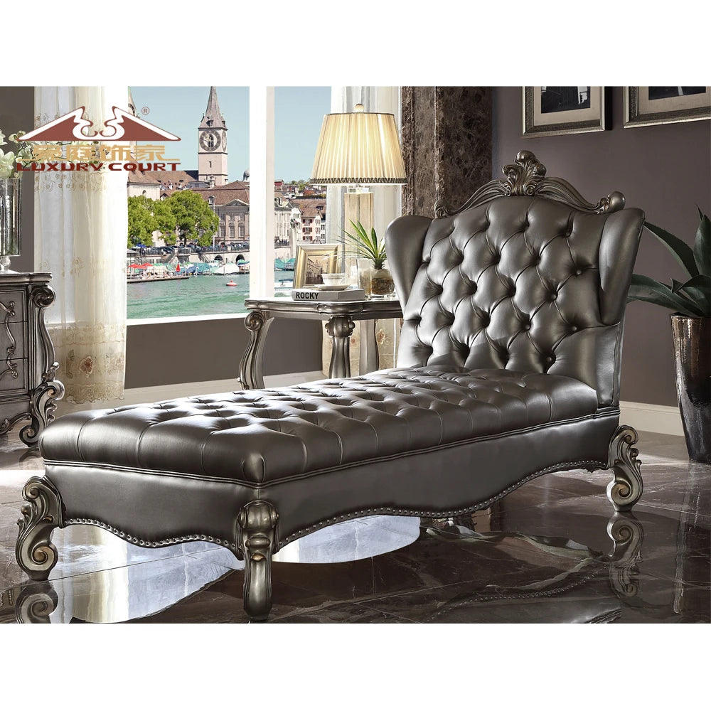 Royal Style Wooden Kind Size Bed With Stool Bedroom Furniture Set