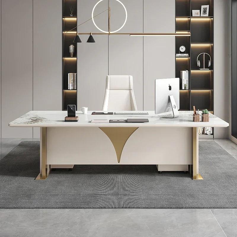 Modern Light Luxury Stone Plate Computer Desk Manager President Office Desk Female Boss