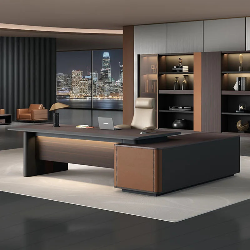 Luxury Black Wooden Office Desk
