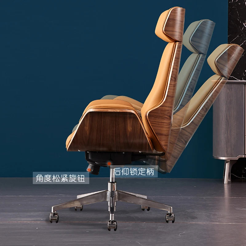 Luxury Ergonomic Leather Office Chair - Comfortable Boss Design.