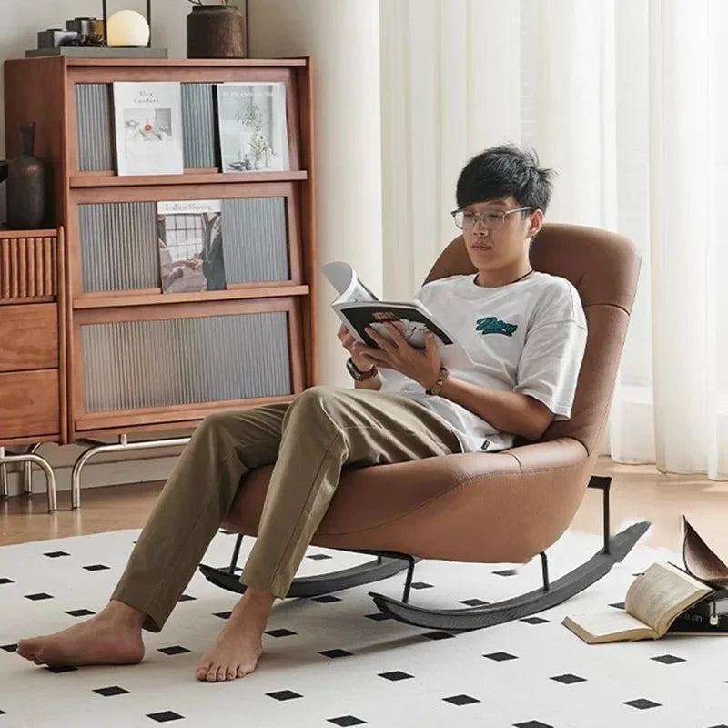 Fluffy Design Living Room Chair – Luxury Modern Recliner and Rocking Chair