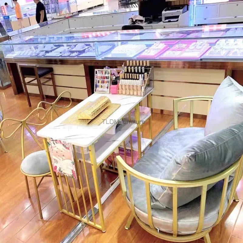 Beauty Salon Professional Manicure Table – Light Luxury Nail Table & Chair Set with Built-in Vacuum Cleaner, Home Makeup Table