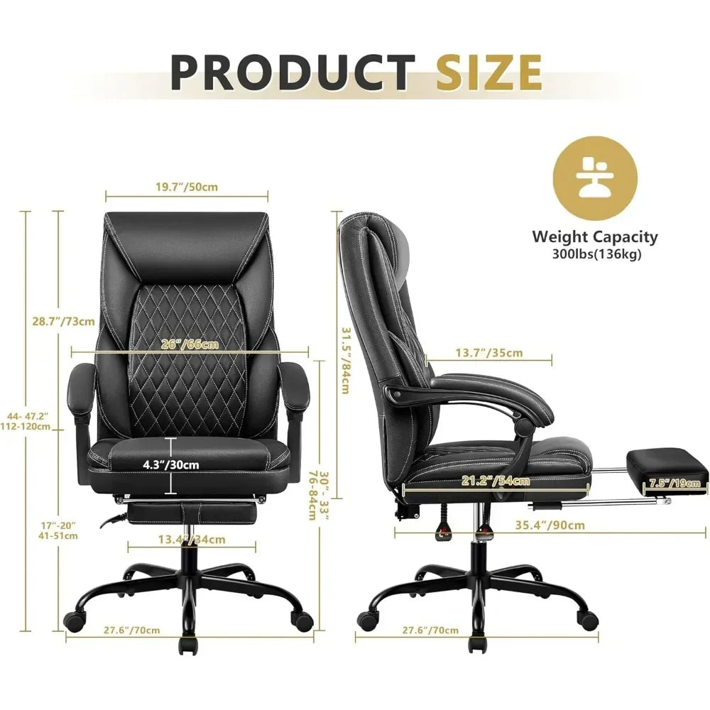 Office Chair,Black tall executive office chair with foot pedals, ergonomic design, and lumbar support,Office Chair