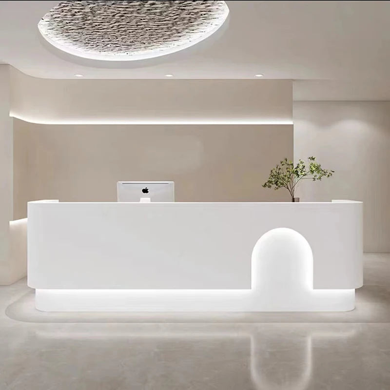 Restaurant Furniture Hairdressing Reception Desk Spa Counter Cosmetics Luxury Receiption Front Clothes Shop Service Long Salon