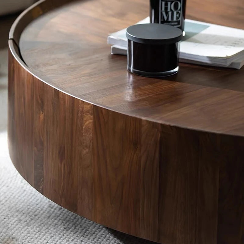 Nordic Solid Wood Coffee Table – Modern Round Design