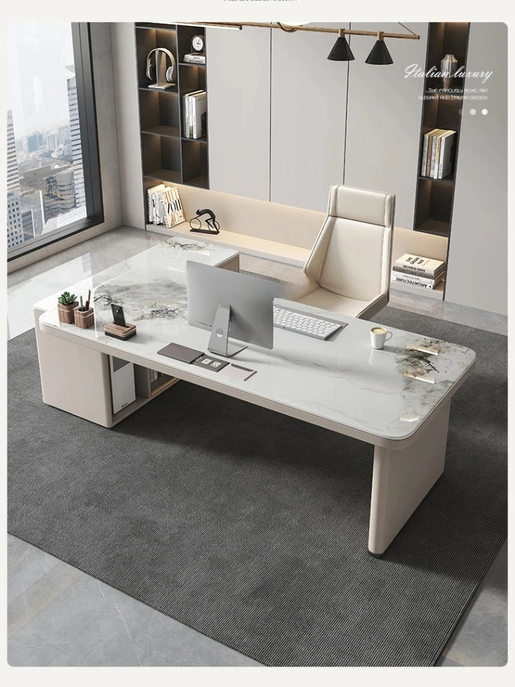 Italian Light Luxury Modern Stone Plate Corner Desk Household Minimalist Desk High-Grade Computer Desk