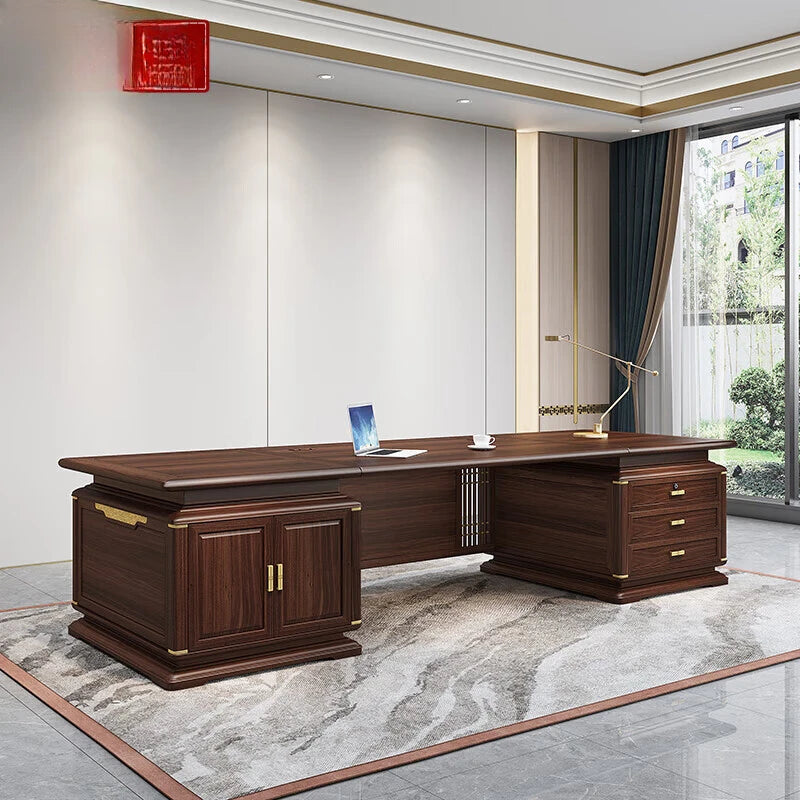 New Chinese-style solid wood boss desk and chair