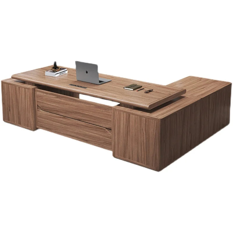 Corner writing office desk with drawers