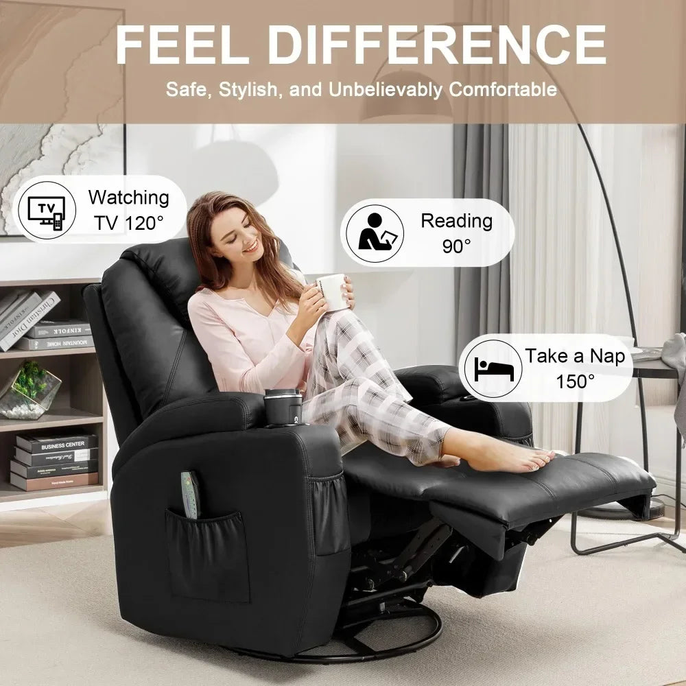 New Recliner Chair; Rocking Sofa with Massage and Heat Features.