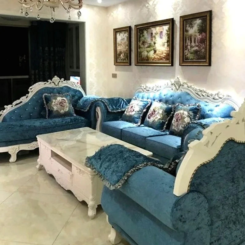 European-style High-quality Fabric Sofa Living Room Combination Solid Wood Removable and Washable Sofa