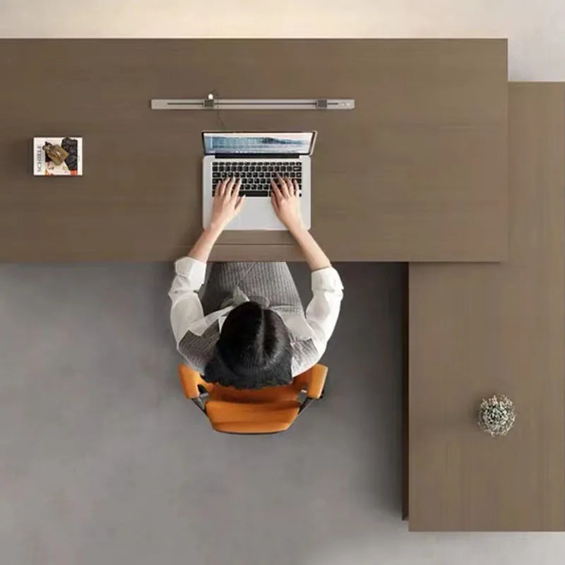 Modern Writing Desk with Pullout Computer Shelf, Wooden Office Desk for Bedroom, Scrivanie Per Computer, Wood Furniture