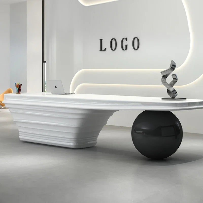 Professional Checkout Counter with Showcase—Luxury Reception Desk