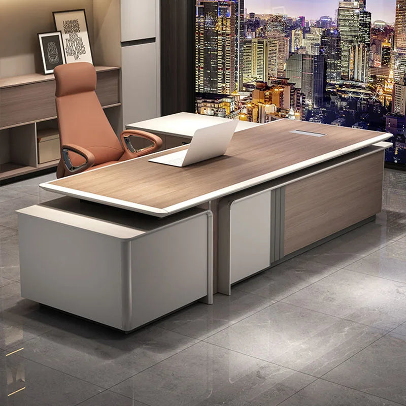 Boss Writing Office Desk – Luxury Corner Desk with Storage, Reception Desk, Drawers