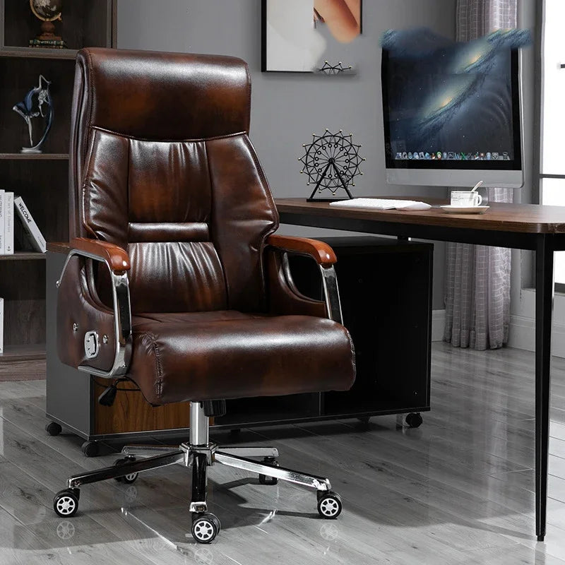 Comfy Boss Office Chair: Adjustable Rolling Design with Headrest
