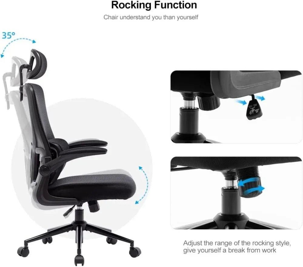 Office Chair Height-Adjustable Ergonomic Desk with Lumbar Support, Breathable Mesh Computer High Back Swivel Task