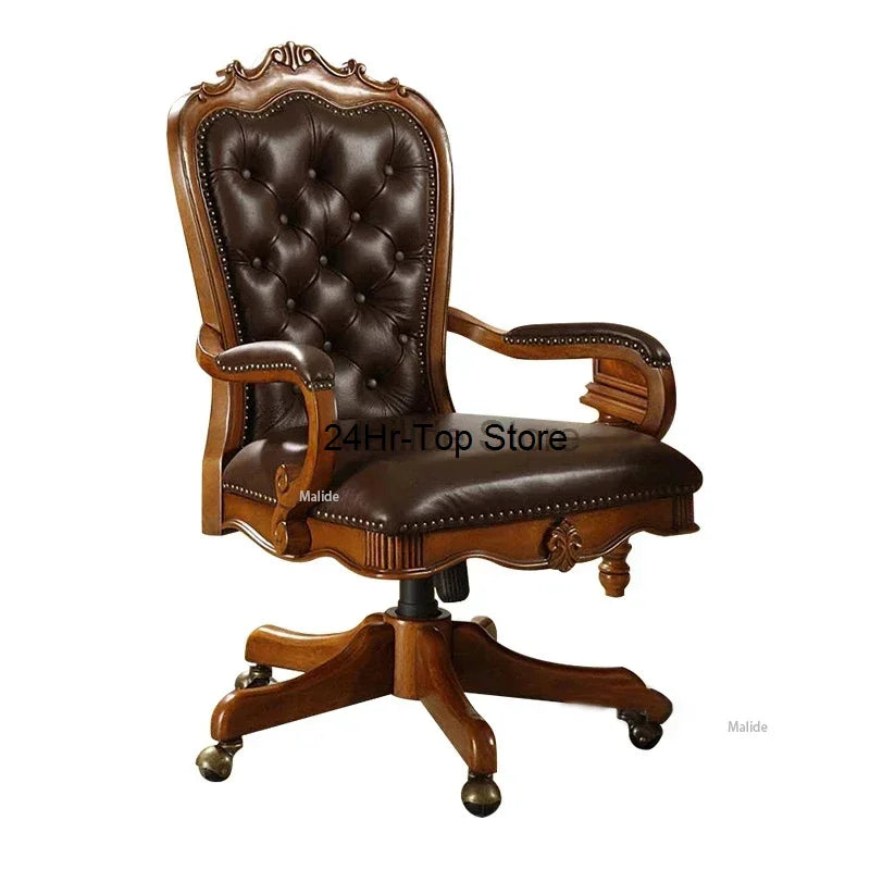 Modern American Leather Office Chair – Soft Cushion Backrest