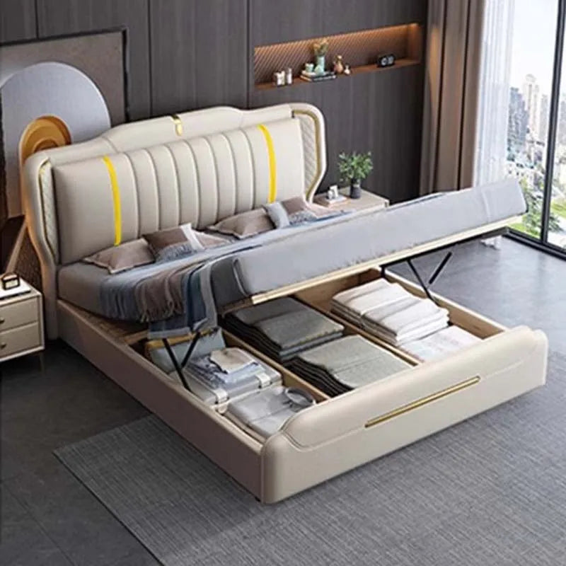 Luxury King Size Bed – Multifunctional Modern Lounge for Hotels and Homes
