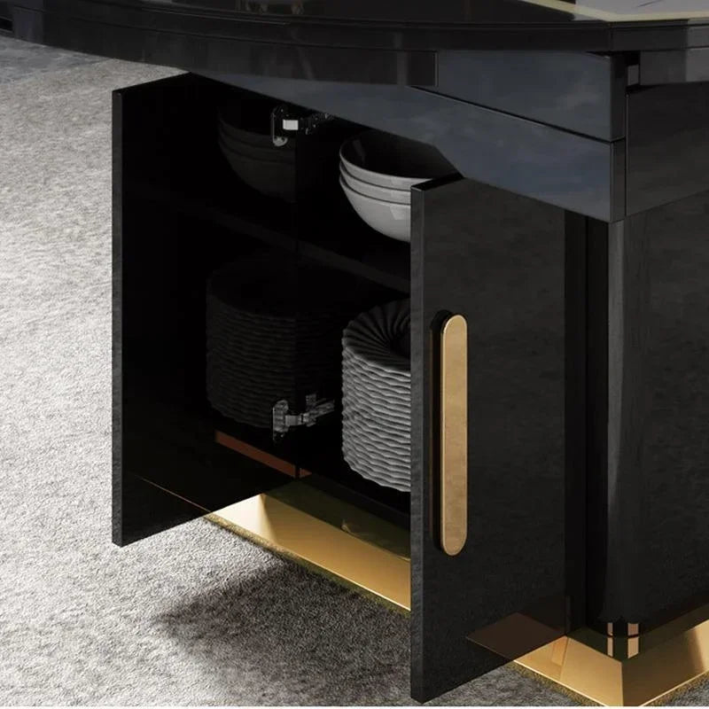 Luxury Living Room Dining Tables Unfolded Rectangle With Induction Cooker Large Storage Space Kitchen Table For 6-8 People