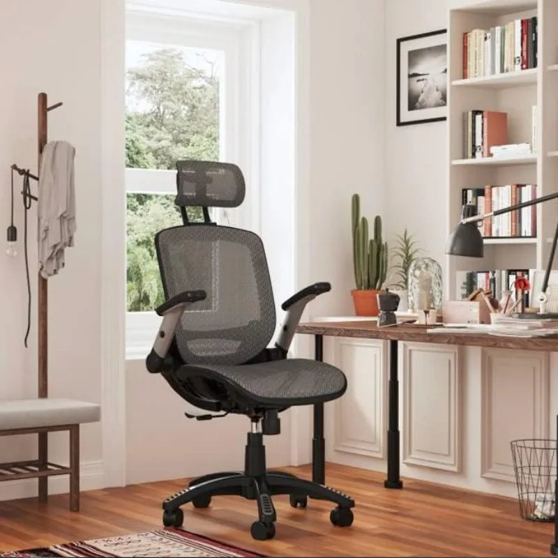 GABRYLLY Ergonomic Mesh Office Chair, High Back Desk Chair - Adjustable Headrest with Flip-Up Arms, Tilt Function