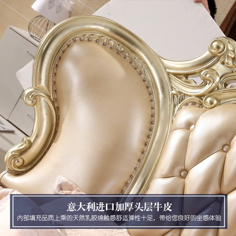 European Style Villa Luxury Solid Wood Carved Princess Bed