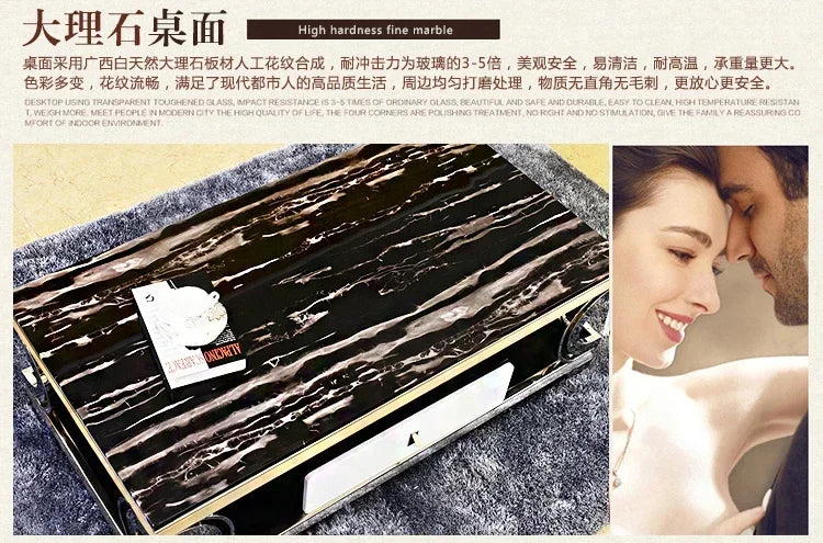 Natural Marble and Stainless Steel Coffee Table