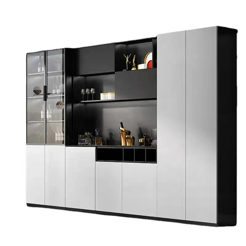 Glass Coffee Set Living Room Modern Luxury Furniture Mini Display Wooden Corner Home Bar Cabinet