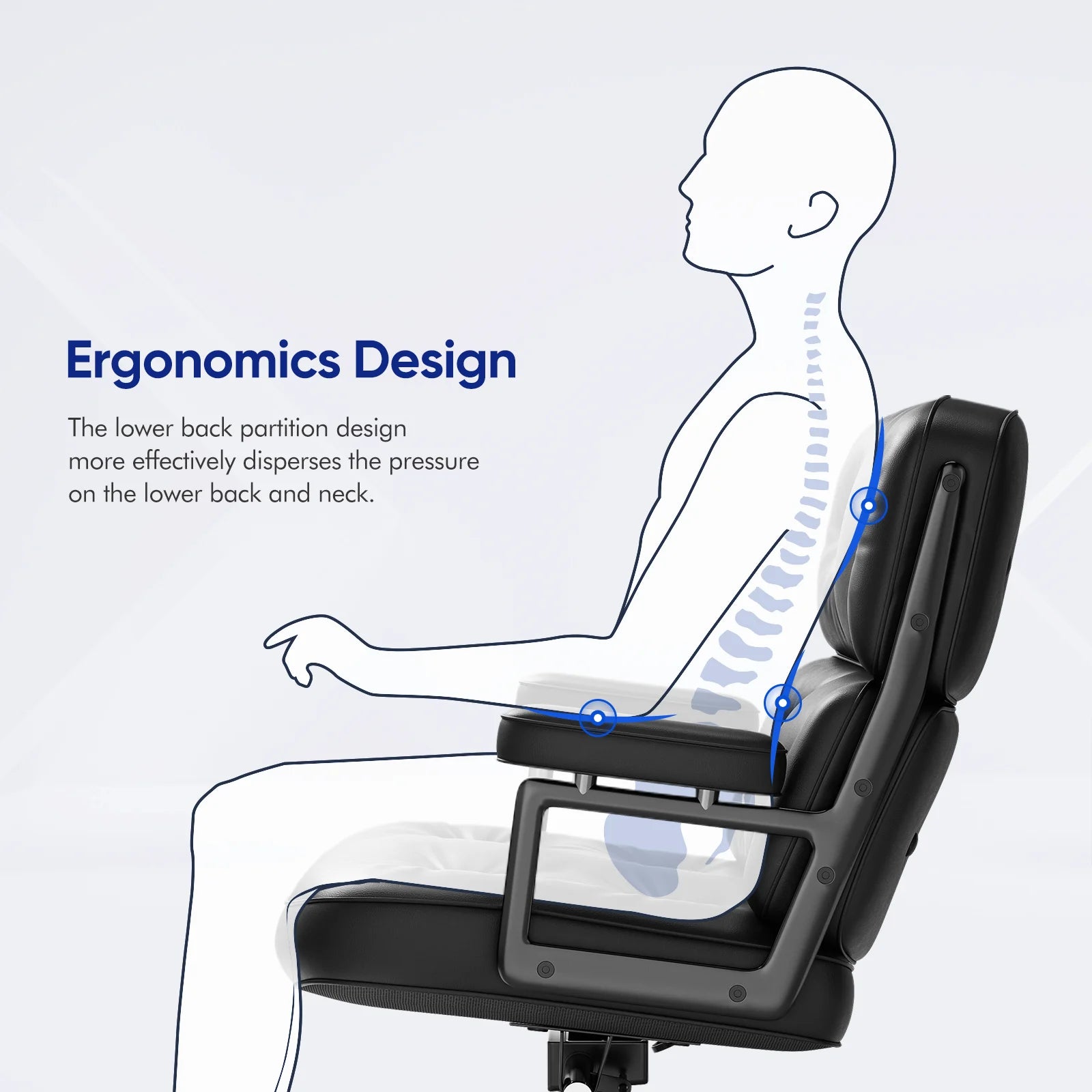 Black Genuine Leather Office Chair