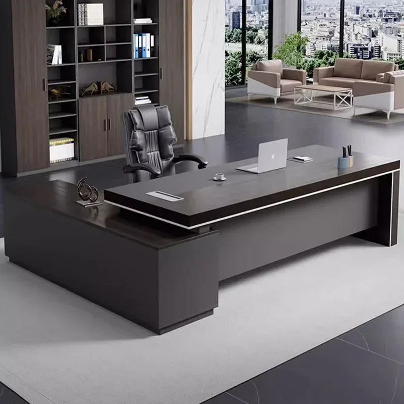 Italian L-Shaped Executive Office Desk with Drawers
