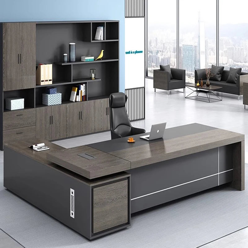 Executive L-shaped office desks and workshop tables