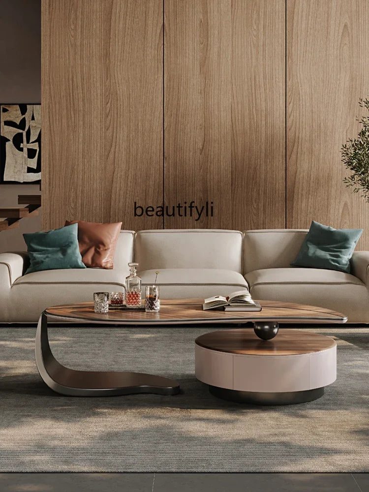 Light Luxury Solid Wood Coffee Table TV Cabinet Combination Creative Strange Shape Small Apartment Living Room Coffee Table