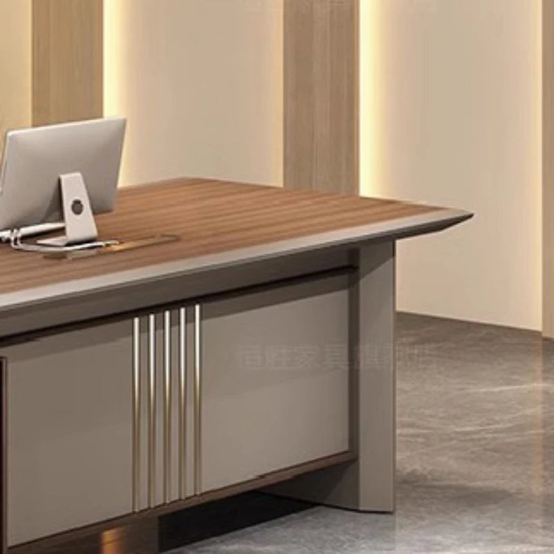 Luxury Reception Office Desk, Corner Desk with Drawers, Executive Office Desk