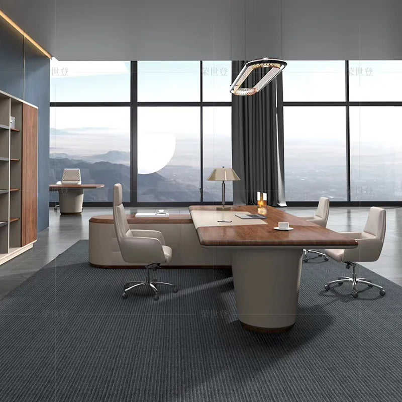 unique office desk furniture Wooden Luxury Office Table With Chair Modern Design Boss Desk Executive Office Desk Set