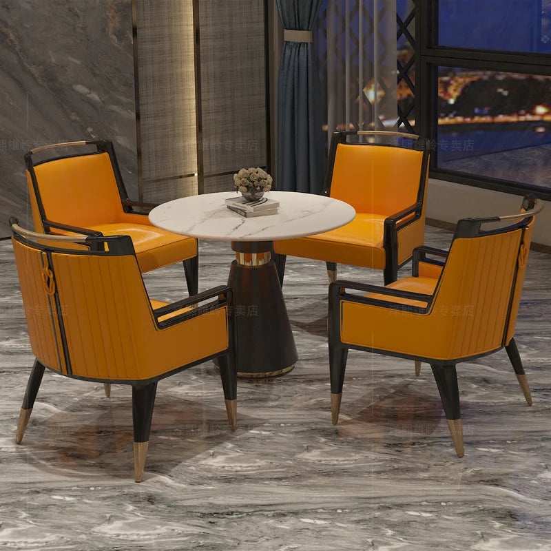 ~Dining Chair Hotel Sales Office Restaurant Model Room Reception Solid Wood New Chinese Dining Table and Chair