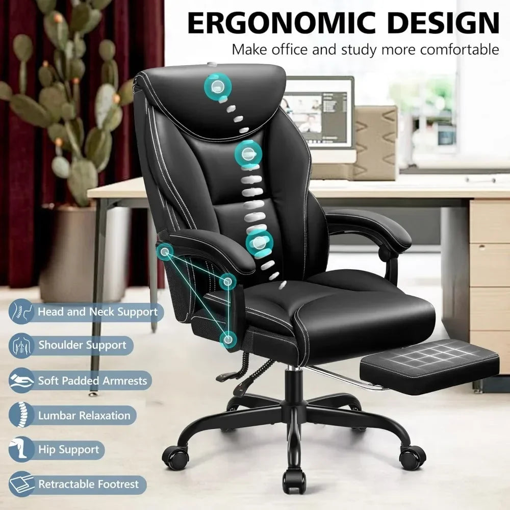 Ergonomic High Back Executive Office Chair with Footstool