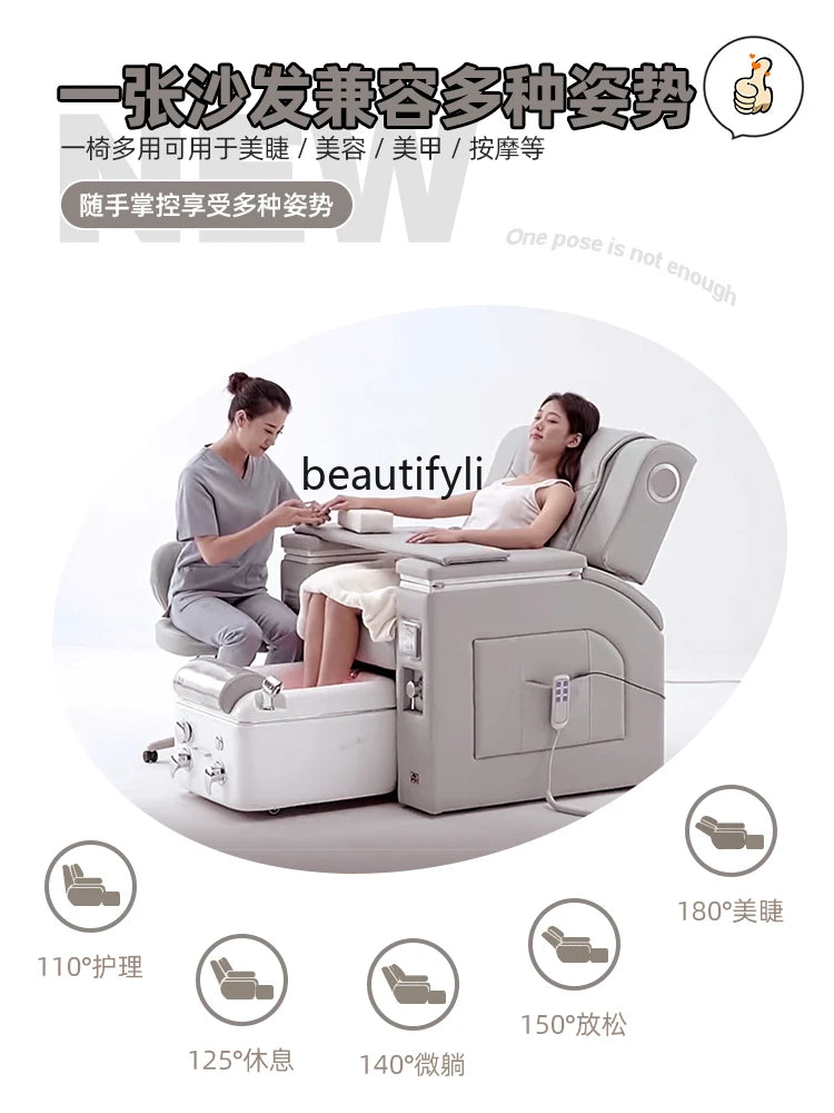 Manicure sofa Multifunctional foot chair foot bath massage reclining chair eyelash beauty salon embroidery bed