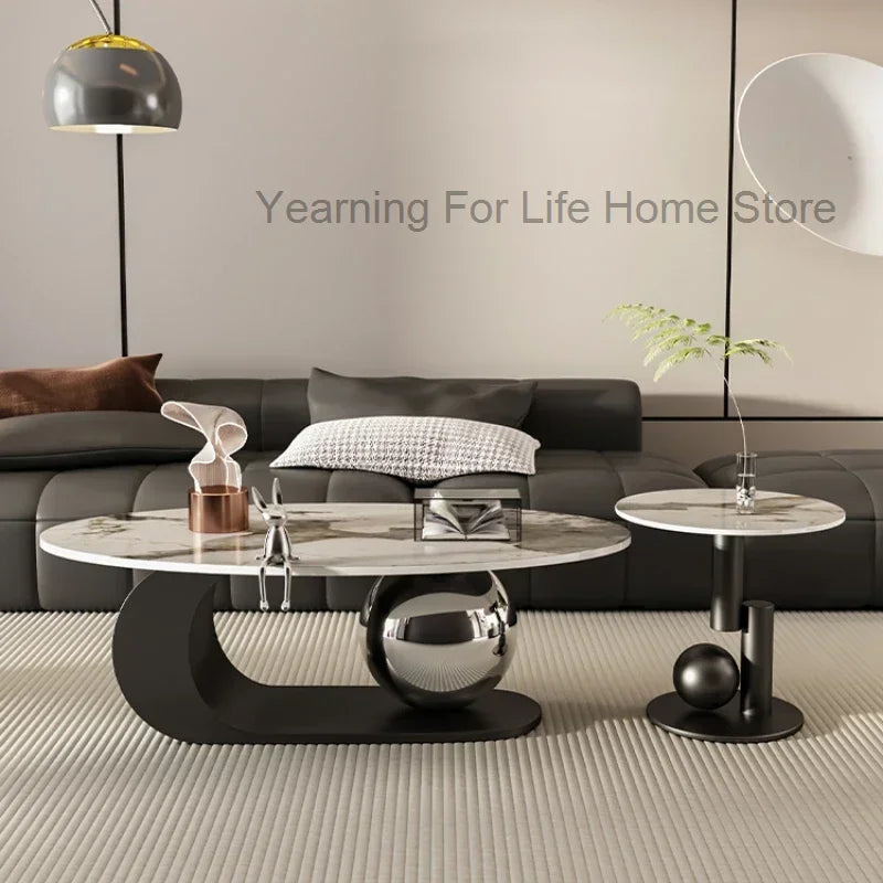 Nordic Retractable Coffee Table – Luxury Minimalist Oval Design