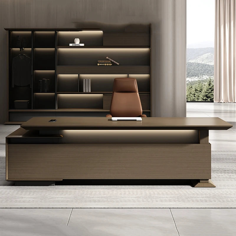 L Shaped Shelf Office Desk Students Seating Meeting Gaming Desk Shelves Writing Executive Table Pour Ordinateur Office Furniture