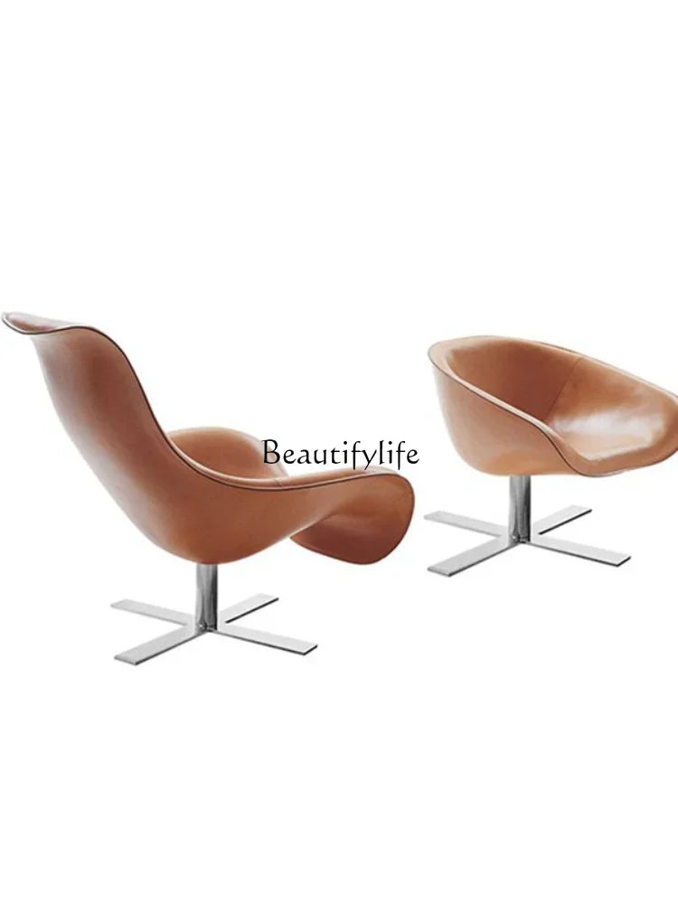 Italian minimalist single sofa lazy chair, Nordic living room duck tongue design recliner