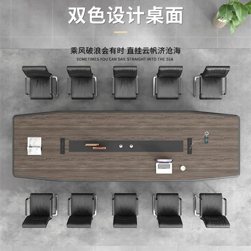 Large conference table and chair combination long table, simple and modern painted double-layer conference room, meeting negotia