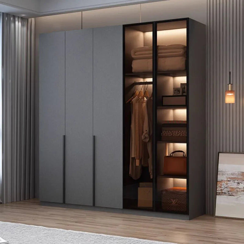 Black Wooden Wardrobe – Modern, Multifunctional Clothes Organizer with Nordic Design