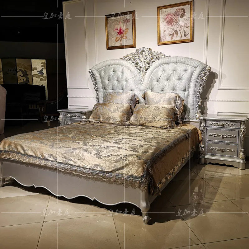 Solid wood bed Italian double bed villa high-end custom 1.8 m bedroom