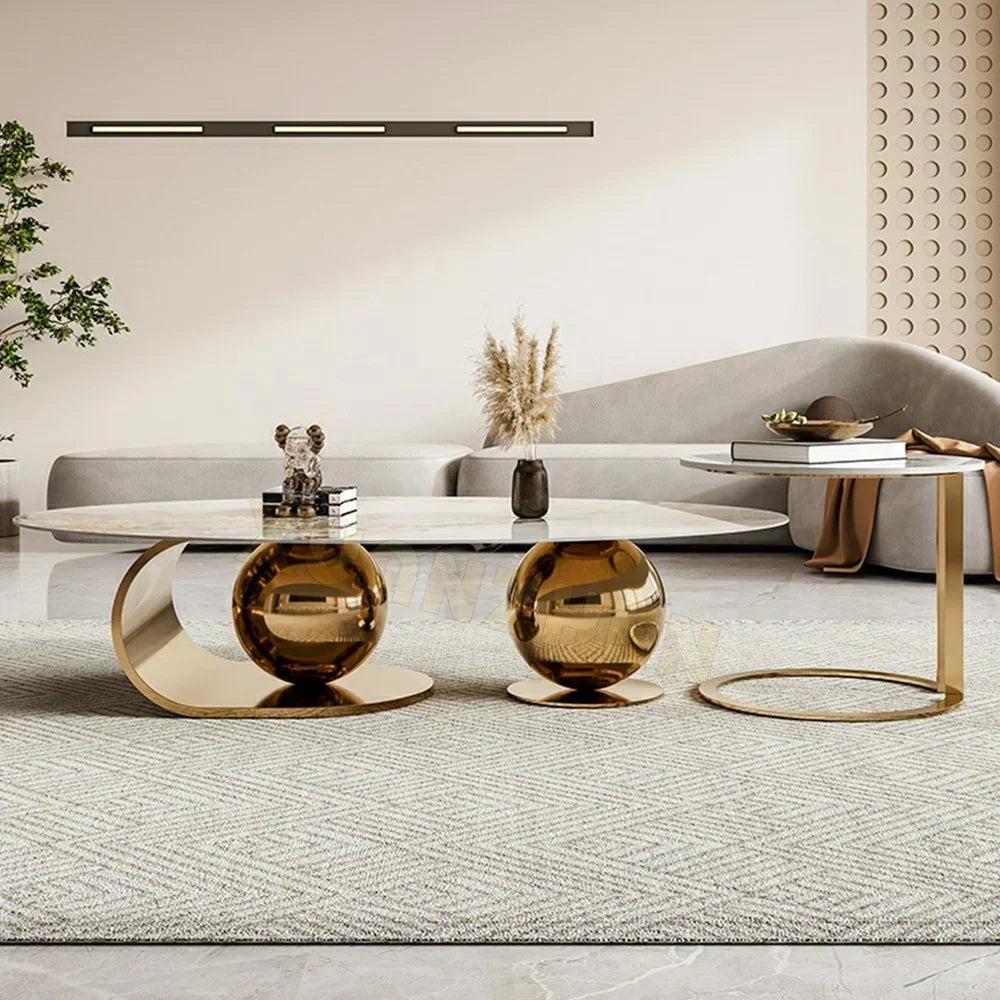 Italian Style Stainless Steel Black Nesting Centre Coffee Table Metal Coffee Table Luxury Round Coffee Table New