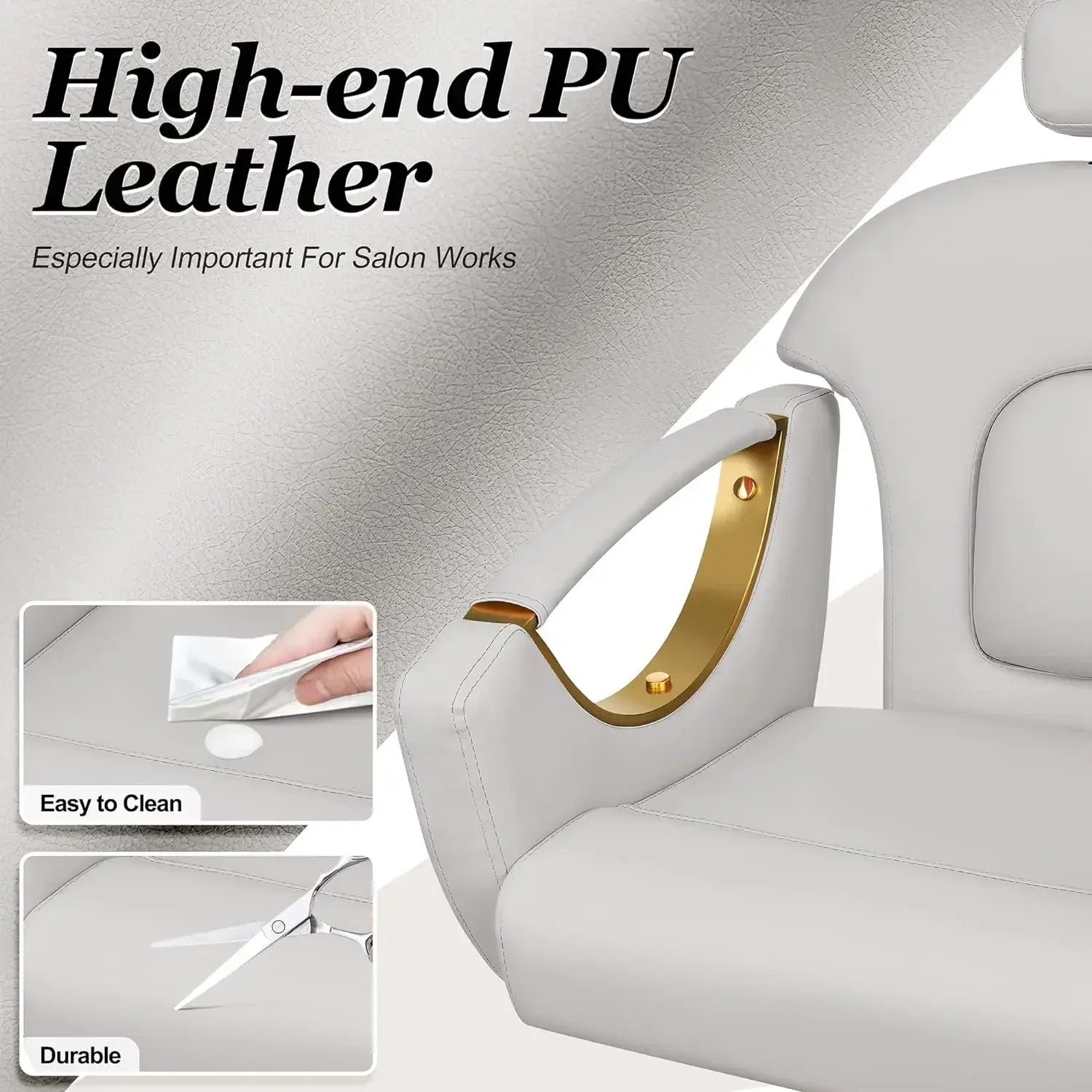 Barber Chair Reclining – All-Purpose Gold Salon Chair for Hair Stylists, 360° Swivel Rolling Chair