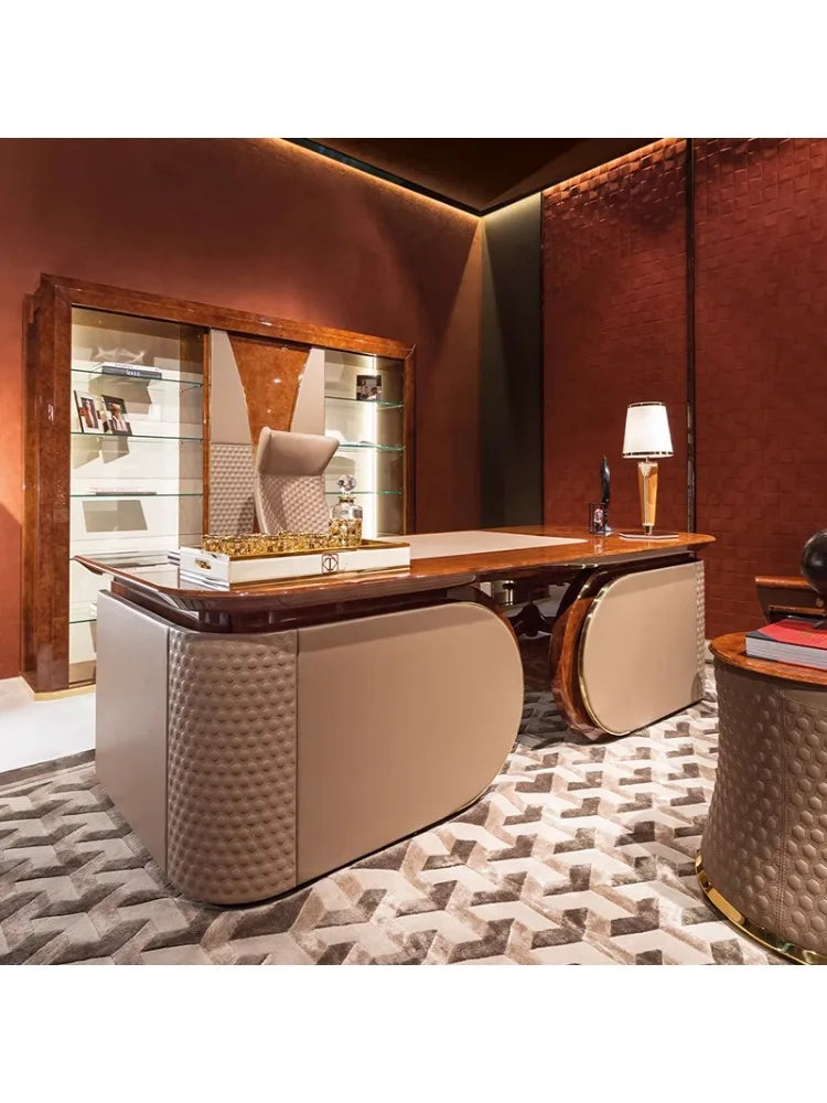 Italian light luxury desk household computer desk solid wood desk