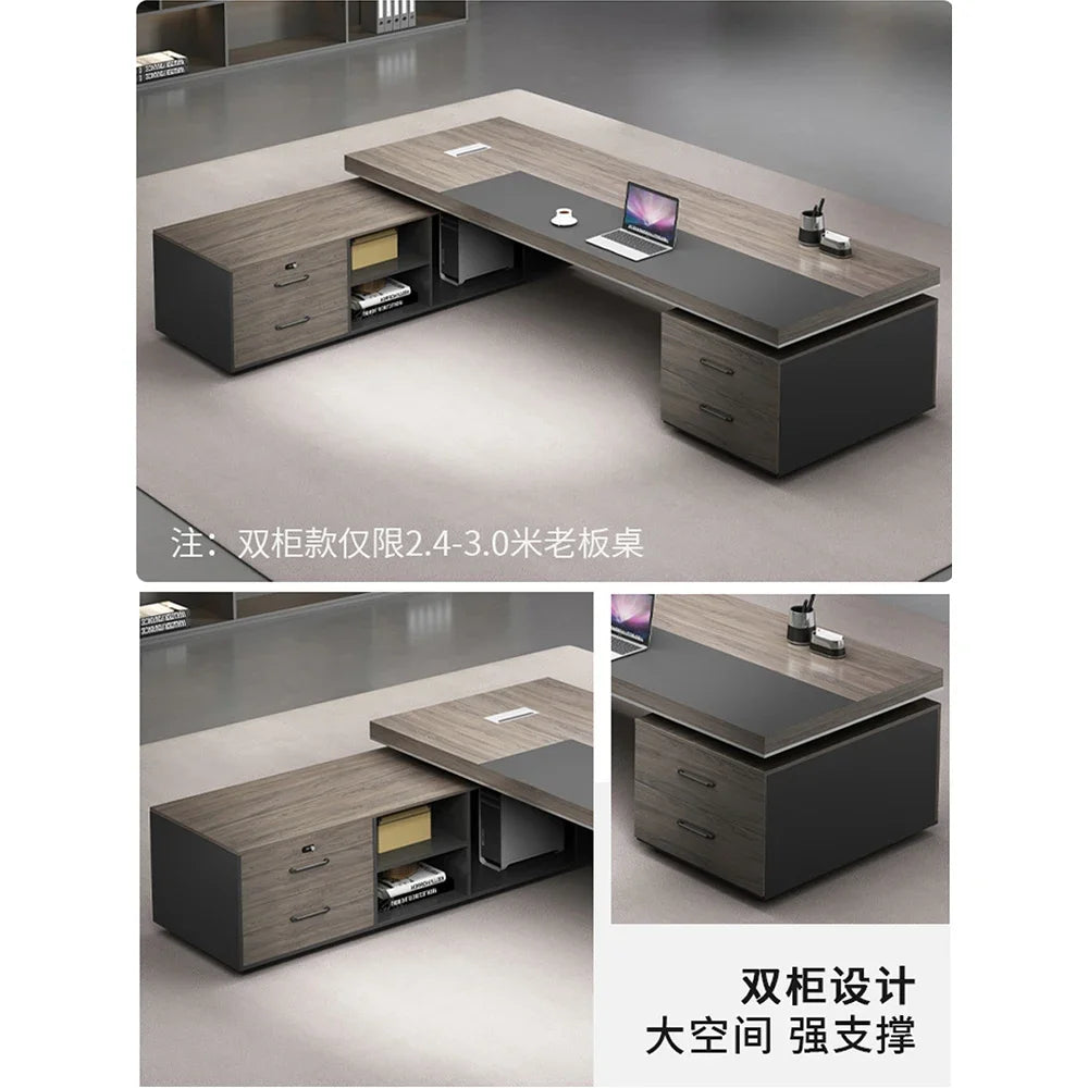 Simple Modern L-Shaped President Desk
