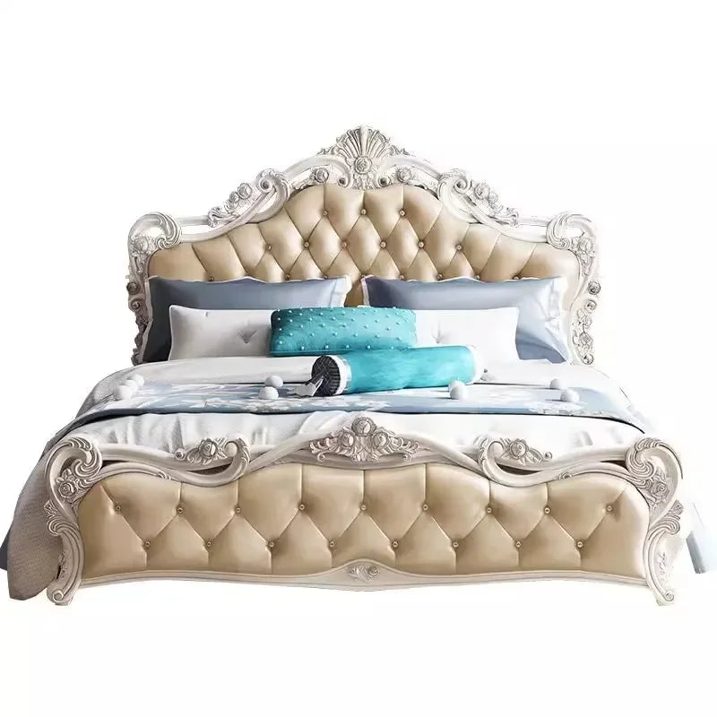 Princess Master Bed Frame Master High End Sleeping Wood Bed Frame Aesthetic White Muebles Para Dormitorio Nordic Furniture