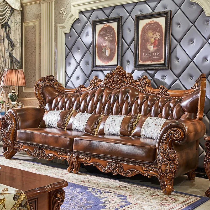 ProCARE Italy classic style living home furniture leather sofa set