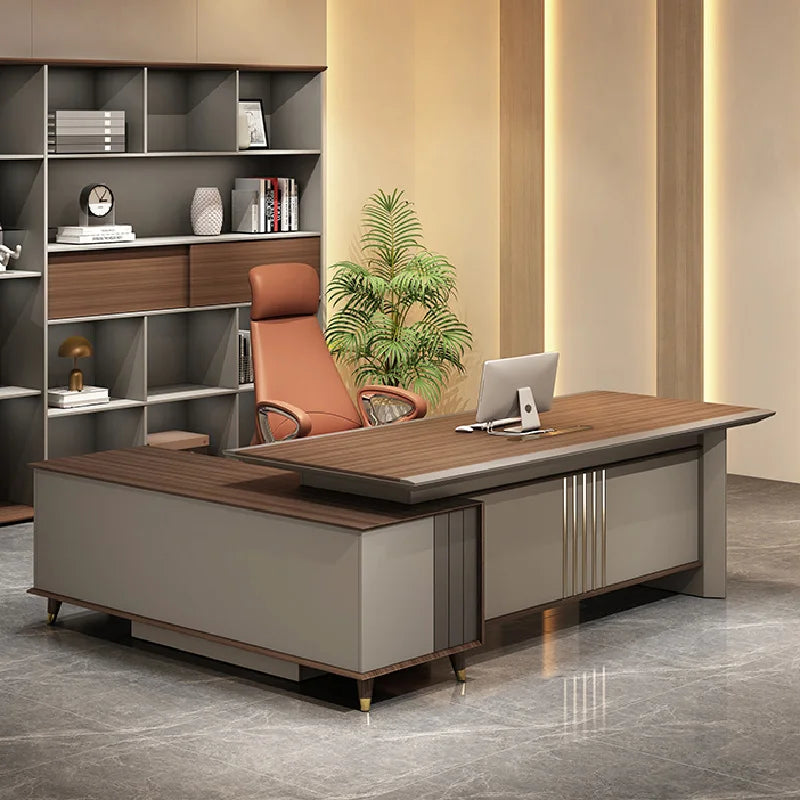 Luxury Reception Office Desk, Corner Desk with Drawers, Executive Office Desk