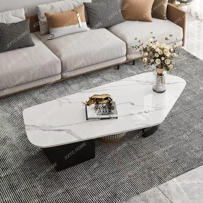 Light luxury coffee table with a unique stone plate design